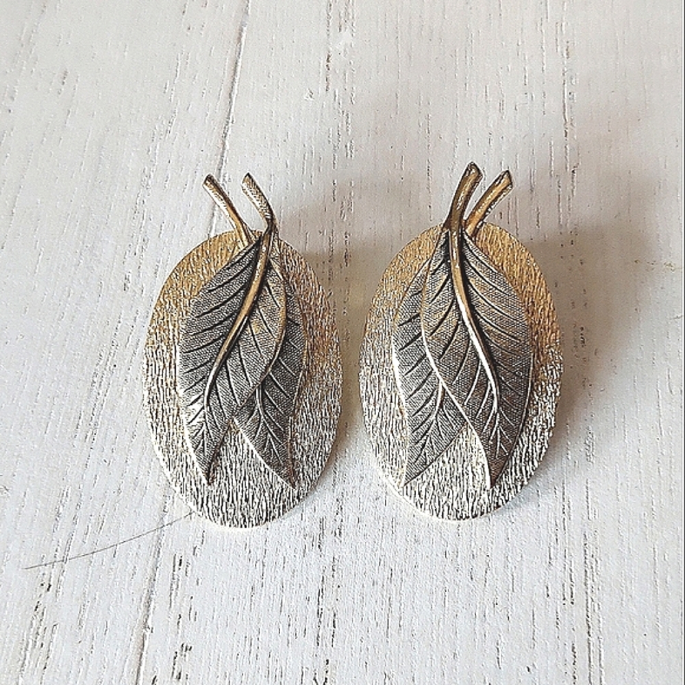 Whiting and Davis gold tone clip earrings